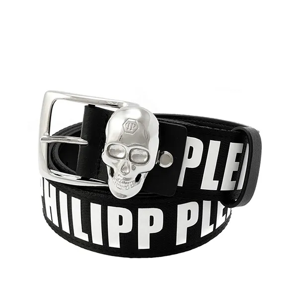 Thắt Lưng Nam Philipp Plein Black Leather Logo Print Skull Belt Màu Đen - Thắt lưng - Vua Hàng Hiệu