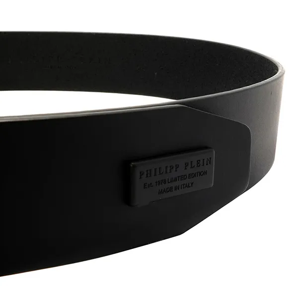 Thắt Lưng Nam Philipp PleinBlack Hexagonal Logo Buckle Leather Belt Màu Đen - Thắt lưng - Vua Hàng Hiệu