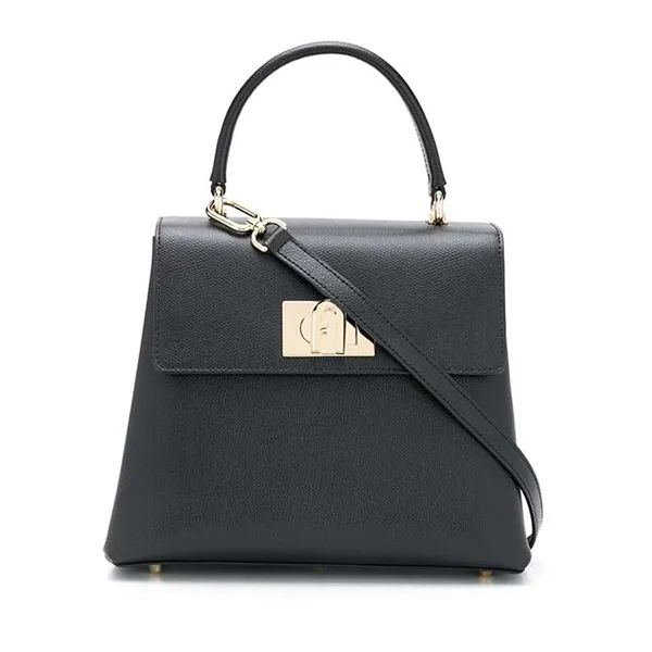 Túi Xách Furla Foldover Small Leather Tote Bag Màu Đen