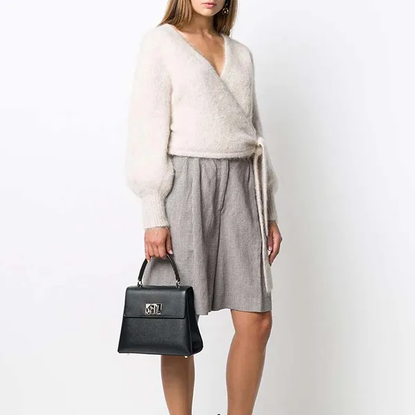 Túi Xách Furla Foldover Small Leather Tote Bag Màu Đen