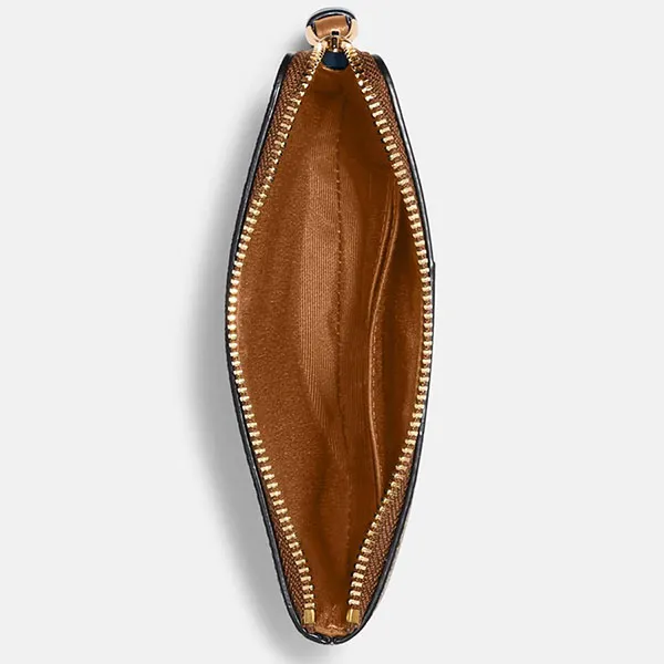 Túi Cầm Tay Coach Corner Zip Wristlet In Signature Canvas F58035 Màu Nâu