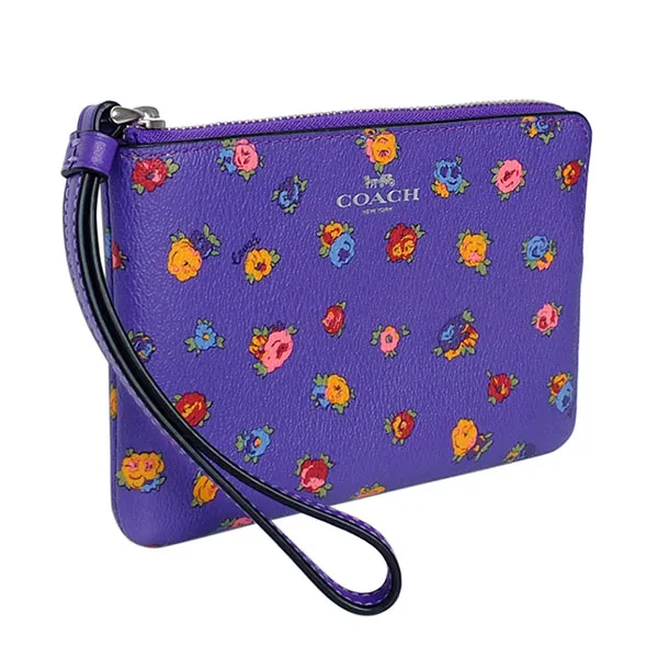 Ví Coach Corner Zip Wristlet With Mini Vintage Rose Print Sport Purple Multi CA716 Màu Tím - Túi xách - Vua Hàng Hiệu