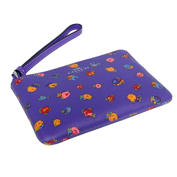 Ví Coach Corner Zip Wristlet With Mini Vintage Rose Print Sport Purple Multi CA716 Màu Tím - Túi xách - Vua Hàng Hiệu