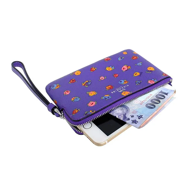 Ví Coach Corner Zip Wristlet With Mini Vintage Rose Print Sport Purple Multi CA716 Màu Tím - Túi xách - Vua Hàng Hiệu