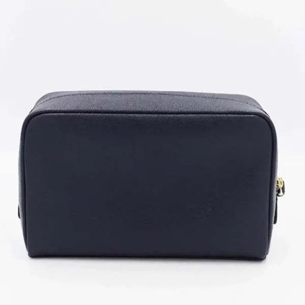 Túi Cầm Tay Nữ Coach F24797 Boxy Leather Cosmetic Case Wristlet In Midnight Màu Xanh Navy