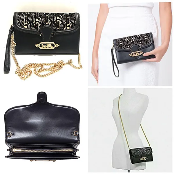 Túi Cầm Tay Coach F38685 Chain Crossbody With Chain Black/Light Gold Màu Đen