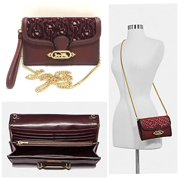 Túi Cầm Tay Coach F38685 Claret FLK Chain Crossbody Màu Đỏ Đô