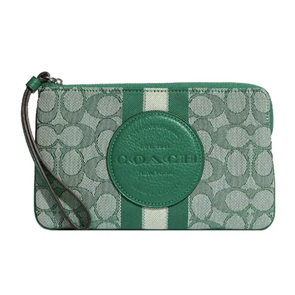 Túi Cầm Tay Coach Large Dempsey Wristlet In Signature Jacquard C8841 Green Màu Xanh Lá