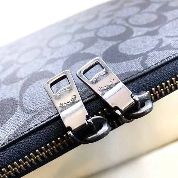 Túi Cầm Tay Nam Coach Tablet Case Signature Leather Coated Canvas Black F64562 Màu Đen