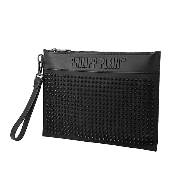 Túi Cầm Tay Nam Philipp Plein Studded Minaudiere Hand Held Clutch Bag Màu Đen