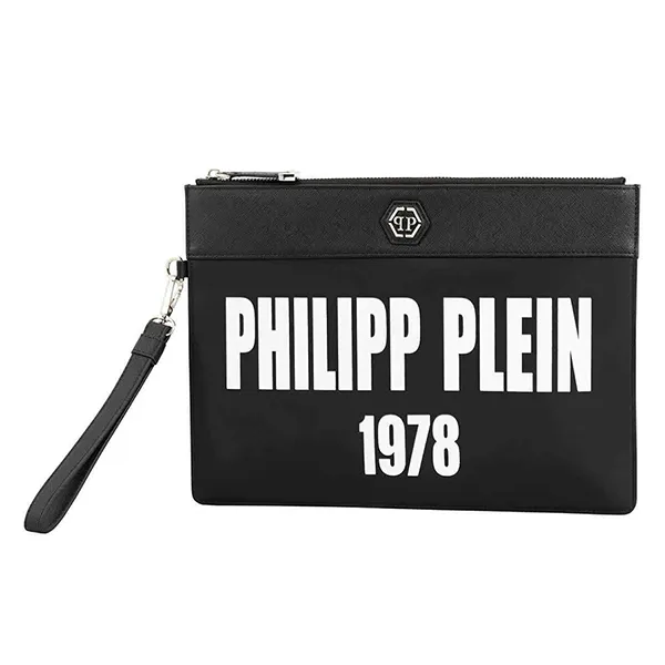 Túi Cầm Tay Philipp Plein Black Minudier Over Logo Clutch Màu Đen - Túi xách - Vua Hàng Hiệu