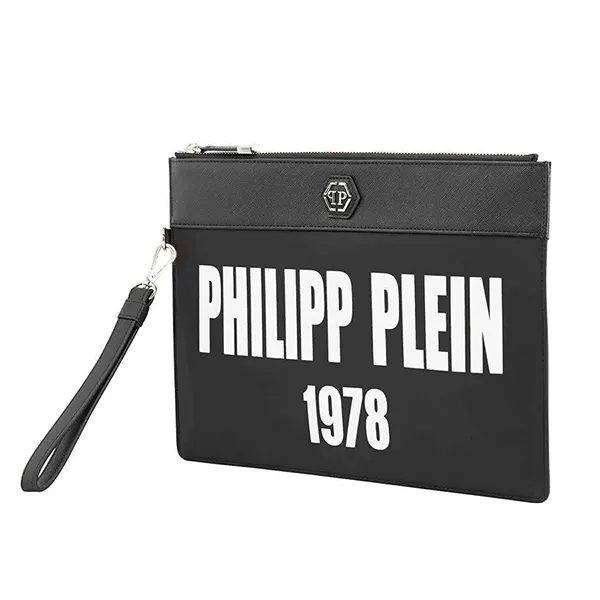 Túi Cầm Tay Philipp Plein Black Minudier Over Logo Clutch Màu Đen - Túi xách - Vua Hàng Hiệu