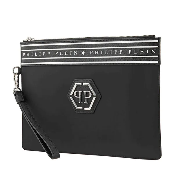 Túi Cầm Tay Philipp Plein Men's PP Logo Clutch Bag Màu Đen - Túi xách - Vua Hàng Hiệu