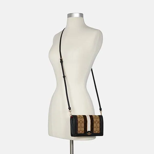 Túi Đeo Chéo Coach Anna Foldover Clutch Crossbody In Signature Jacquard With Stripe Phối Màu
