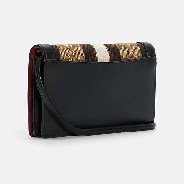Túi Đeo Chéo Coach Anna Foldover Clutch Crossbody In Signature Jacquard With Stripe Phối Màu