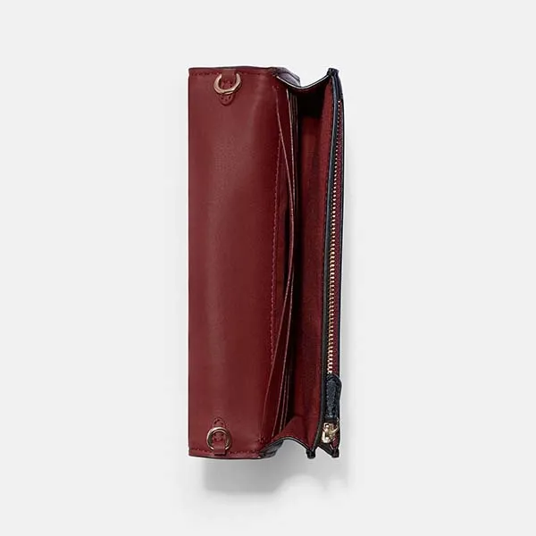 Túi Đeo Chéo Coach Anna Foldover Clutch Crossbody In Signature Jacquard With Stripe Phối Màu