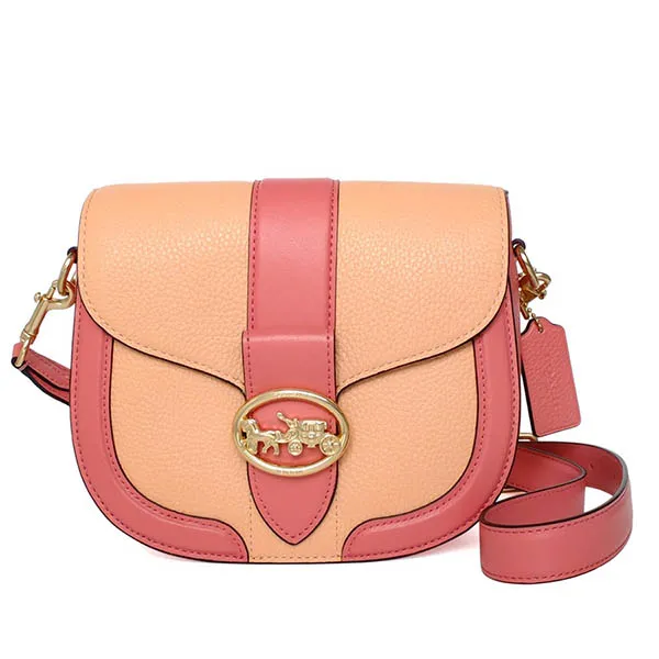 Túi Đeo Chéo Coach C8296 Colorblock Georgie Saddle Bag Faded Màu Hồng Cam - Túi xách - Vua Hàng Hiệu