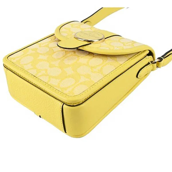 Túi Đeo Chéo Coach C8321 North/South Lonnie Crossbody In Signature Jacquard & Leather Màu Vàng - Túi xách - Vua Hàng Hiệu