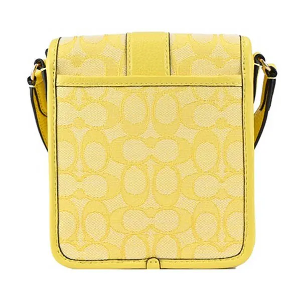 Túi Đeo Chéo Coach C8321 North/South Lonnie Crossbody In Signature Jacquard & Leather Màu Vàng - Túi xách - Vua Hàng Hiệu