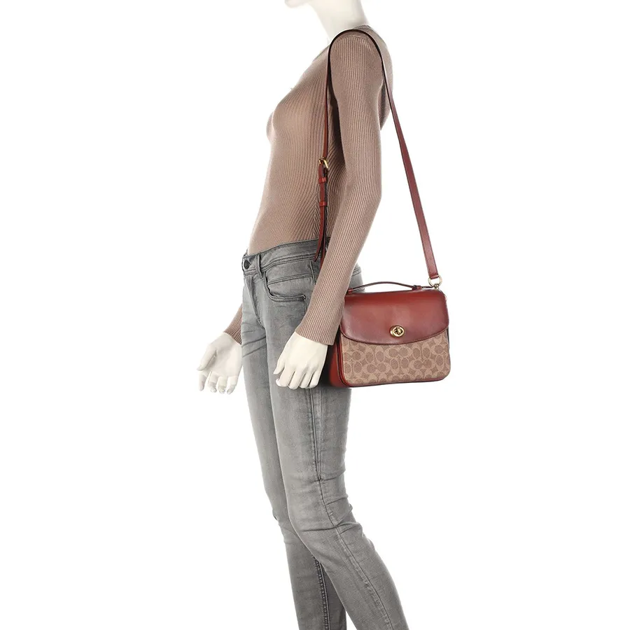 Túi Đeo Chéo Coach Cassie Crossbody In Signature Canvas 68349 Màu Cam Nâu