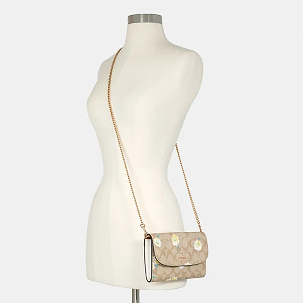 Túi Đeo Chéo Coach Gemma Clutch Crossbody In Signature Canvas With Daisy Print C3052 Màu Be