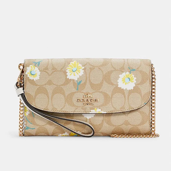 Túi Đeo Chéo Coach Gemma Clutch Crossbody In Signature Canvas With Daisy Print C3052 Màu Be