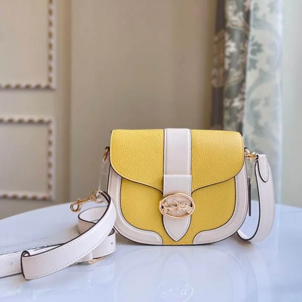 Túi Đeo Chéo Coach Georgie Saddle Bag In Colorblock Màu Vàng Trắng
