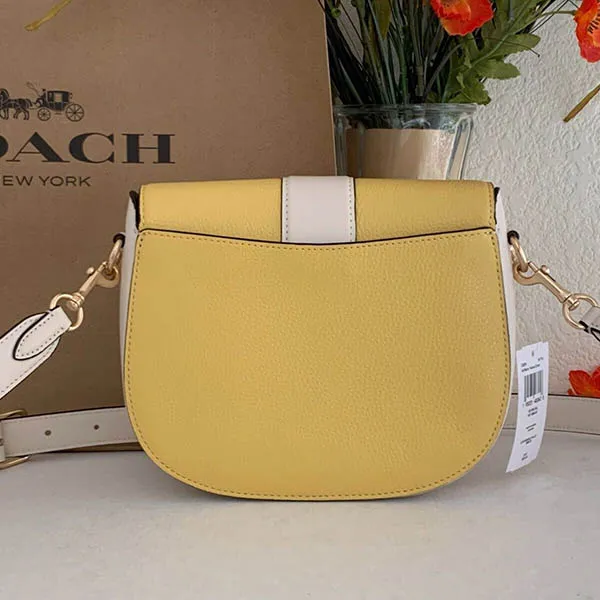Túi Đeo Chéo Coach Georgie Saddle Bag In Colorblock Màu Vàng Trắng