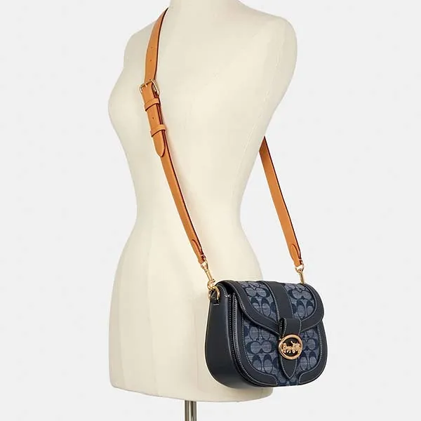 Túi Đeo Chéo Coach Georgie Saddle Bag In Signature Chambray C4066 Màu Xanh Navy