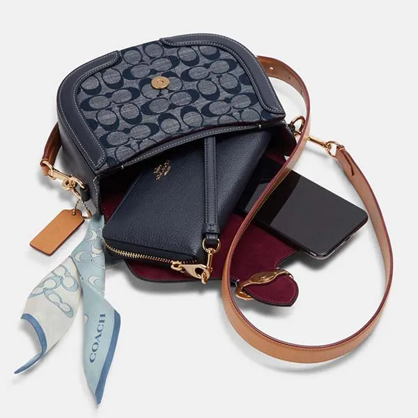 Túi Đeo Chéo Coach Georgie Saddle Bag In Signature Chambray C4066 Màu Xanh Navy