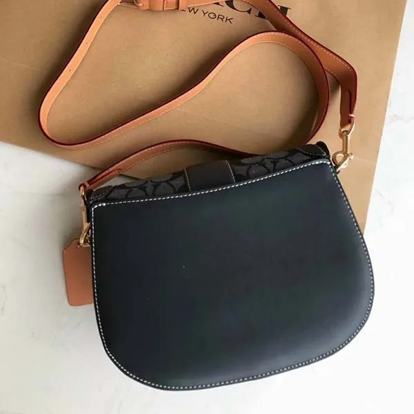 Túi Đeo Chéo Coach Georgie Saddle Bag In Signature Chambray C4066 Màu Xanh Navy