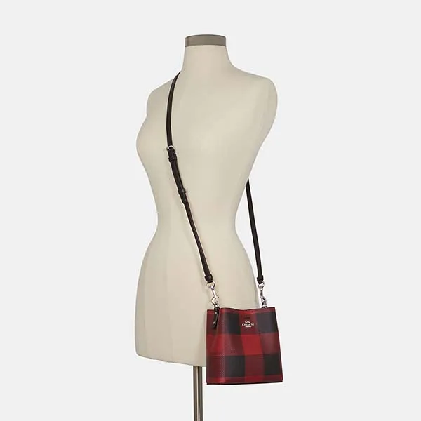 Túi Đeo Chéo Coach Mini Town Bucket Bag With Buffalo Plaid Print C7267 Màu Đỏ Đen