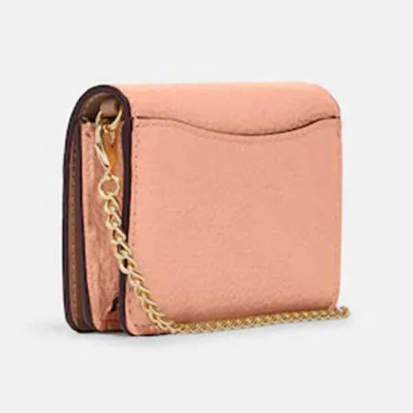 Túi Đeo Chéo Coach Mini Wallet on Chain with Floral Whipstitch Màu Hồng Cam - Túi xách - Vua Hàng Hiệu