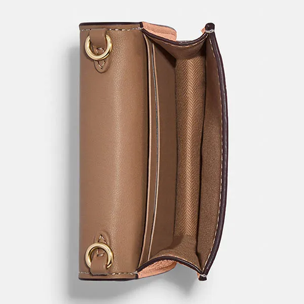 Túi Đeo Chéo Coach Mini Wallet on Chain with Floral Whipstitch Màu Hồng Cam - Túi xách - Vua Hàng Hiệu