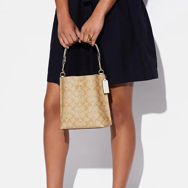 Túi Đeo Chéo Coach Mollie Bucket Bag 22 In Signature Canvas CA582 Màu Nâu Nhạt Size 22