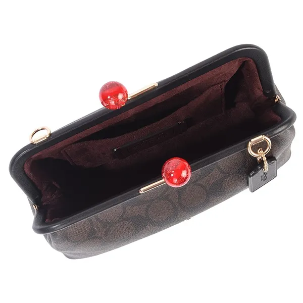 Túi Đeo Chéo Coach Nora Kisslock Crossbody Bag In Signature Canvas C1452 Màu Nâu Đen