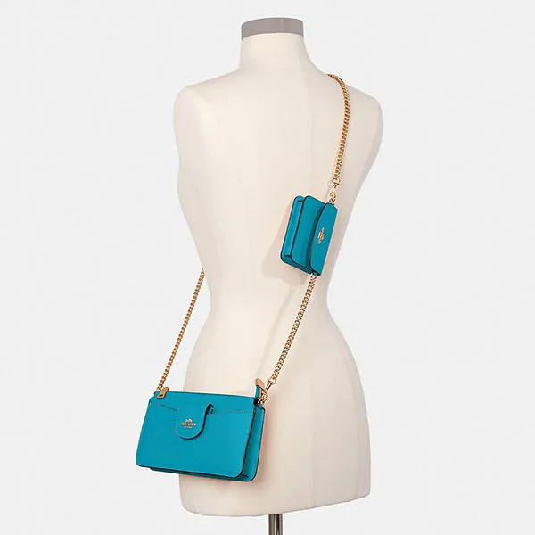 Túi Đeo Chéo Coach Poppy Crossbody With Card Case C0737 Màu Xanh - Túi xách - Vua Hàng Hiệu