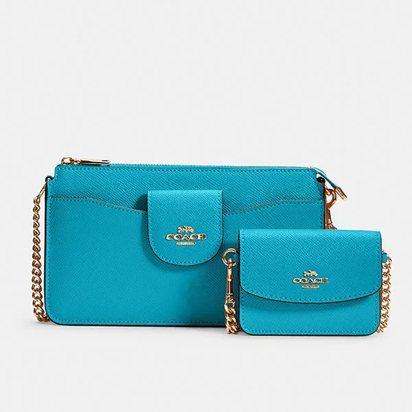 Túi Đeo Chéo Coach Poppy Crossbody With Card Case C0737 Màu Xanh - Túi xách - Vua Hàng Hiệu