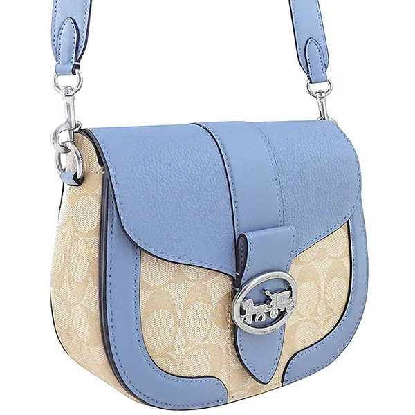 Túi Đeo Chéo Coach Women's Georgie Signature Canvas Saddle Bag Màu Xanh Be - Túi xách - Vua Hàng Hiệu