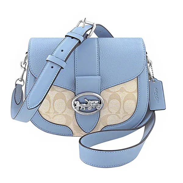 Túi Đeo Chéo Coach Women's Georgie Signature Canvas Saddle Bag Màu Xanh Be - Túi xách - Vua Hàng Hiệu