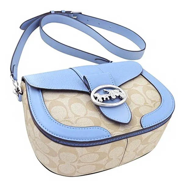 Túi Đeo Chéo Coach Women's Georgie Signature Canvas Saddle Bag Màu Xanh Be - Túi xách - Vua Hàng Hiệu
