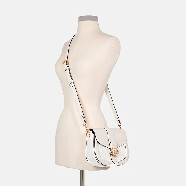 Túi Đeo Chéo Coach Georgie Saddle Bag In Signature Canvas C2806 Màu Trắng Kem