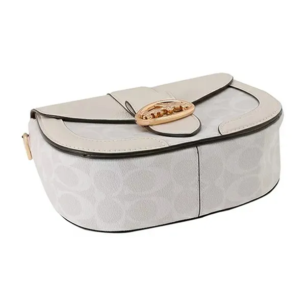 Túi Đeo Chéo Coach Georgie Saddle Bag In Signature Canvas C2806 Màu Trắng Kem