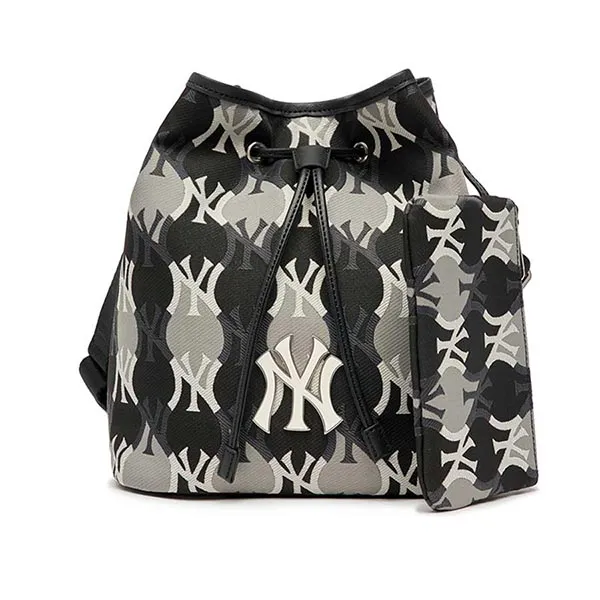 Túi Đeo Chéo Dây Rút MLB Bucket Argyle Monogram Large Bag New York Yankees 3ABML012N-50BKS Màu Đen Xám