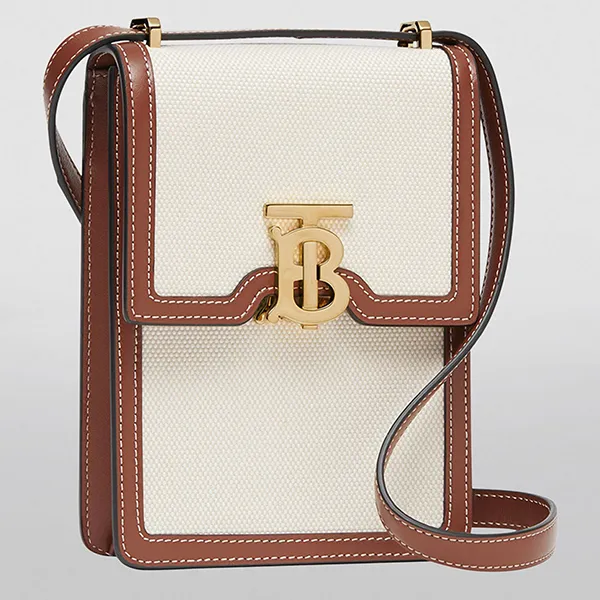 Túi Đeo Chéo Đựng Điện Thoại Burberry Unisex Street Style 2WAY Màu Nâu Trắng - Túi xách - Vua Hàng Hiệu