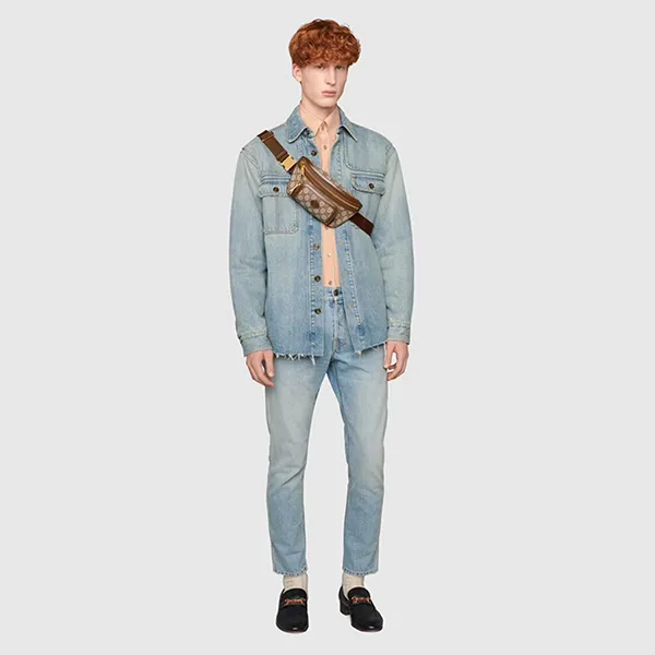 Túi Đeo Chéo Unisex Gucci Belt Bag With Interlocking G Màu Nâu