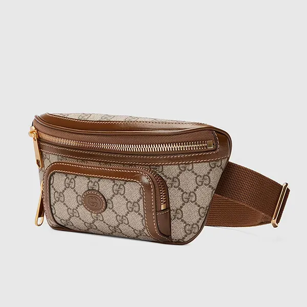 Túi Đeo Chéo Unisex Gucci Belt Bag With Interlocking G Màu Nâu