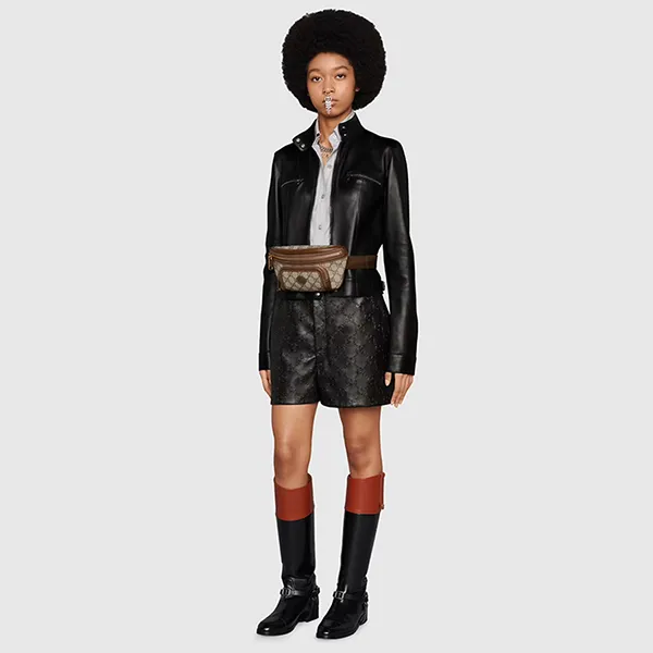 Túi Đeo Chéo Unisex Gucci Belt Bag With Interlocking G Màu Nâu