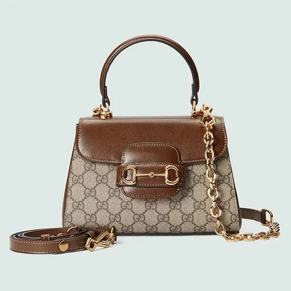 Túi Đeo Chéo Gucci Horsebit 1955 Top Handle Bag Màu Nâu