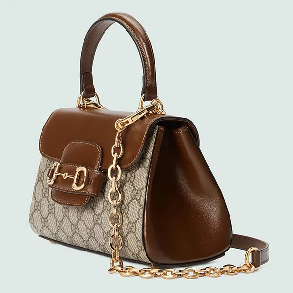 Túi Đeo Chéo Gucci Horsebit 1955 Top Handle Bag Màu Nâu